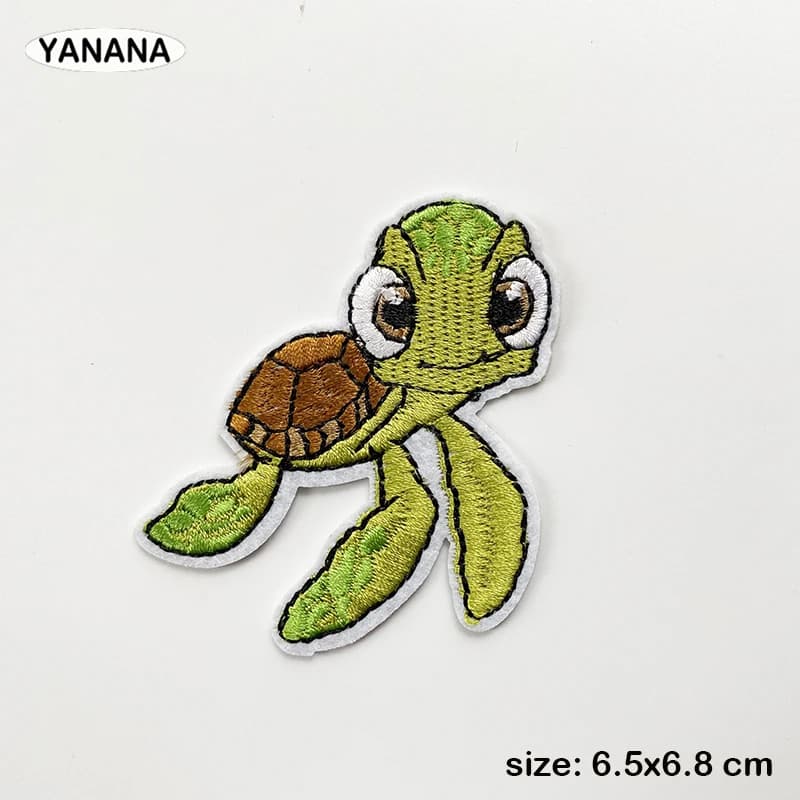 Patchs pour vêtements, motif tortue de mer, motifs de dessins animés, broderie, paillettes, sacs, T-shirt, DIY