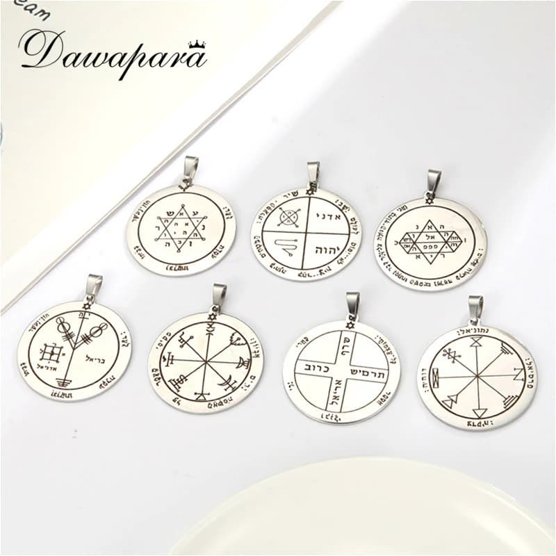 Pendentif sceau de Salomon Dawapara pour collier, en acier inoxydable, bijoux religieux vintage, gravé au laser