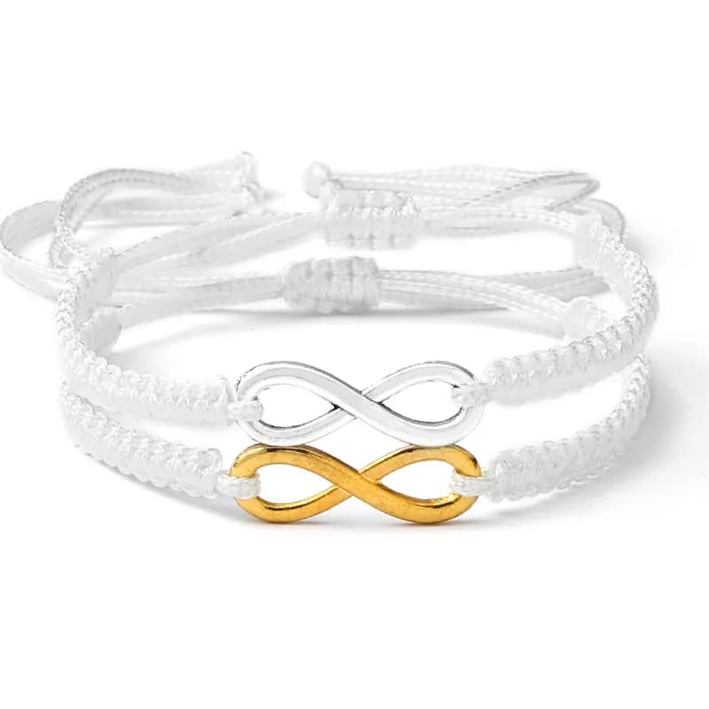 Kit de Bracelet Tressé Extron, Corde Noire/Blanche, Charme Ajustable, Bijoux à la Mode, Cadeau pour Couple, 2 Pièces/Ensemble