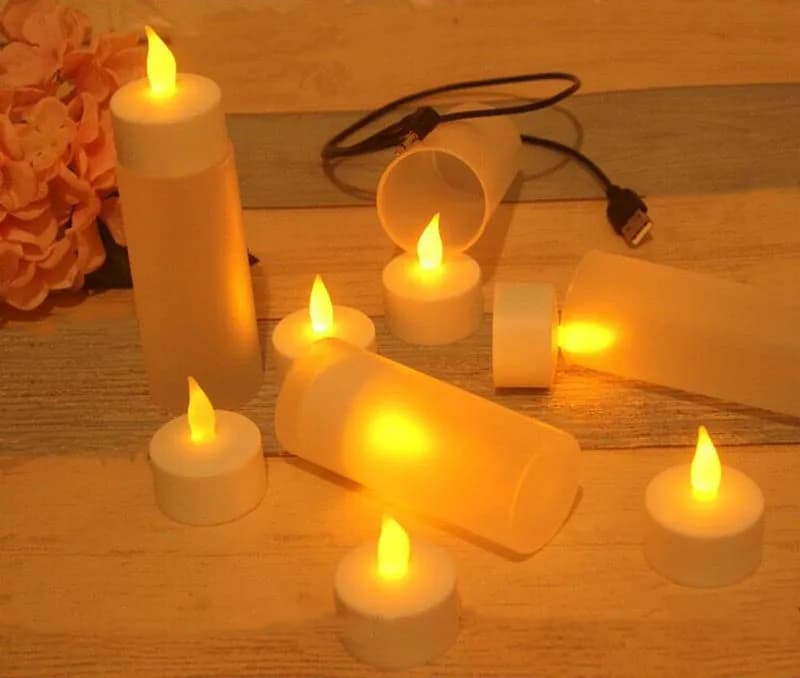 Bougie LED Électronique Rechargeable Alimentée par USB, Lumière de Bougie LED Décorative, Effet Scintillant pour Noël, Décoration de Fête à Domicile - AMBER