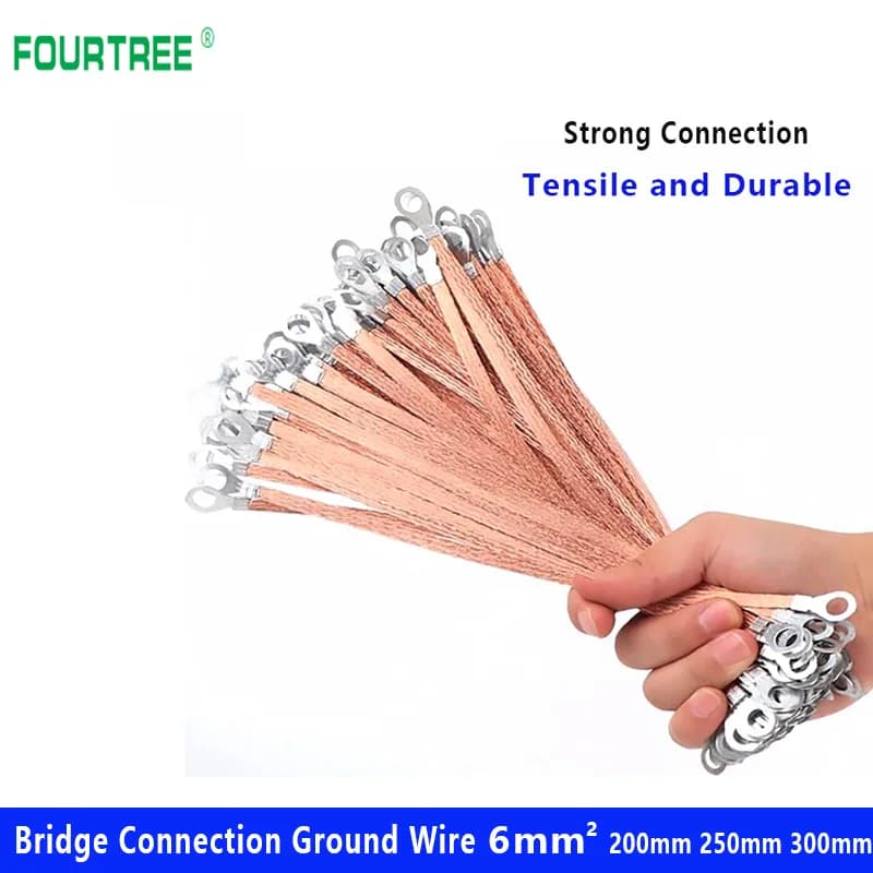 Câble de portée de fil de terre de connexion de pont, boîte électrique carrée en aluminium, connexion souple, taille de trou 8mm, 6, 10 pièces