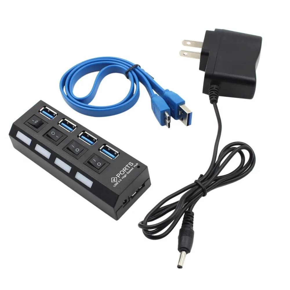 Le plus récent Hub USB 3.0 haute vitesse avec quatre Ports séparés, adaptateur d'alimentation Compact et léger avec alimentation