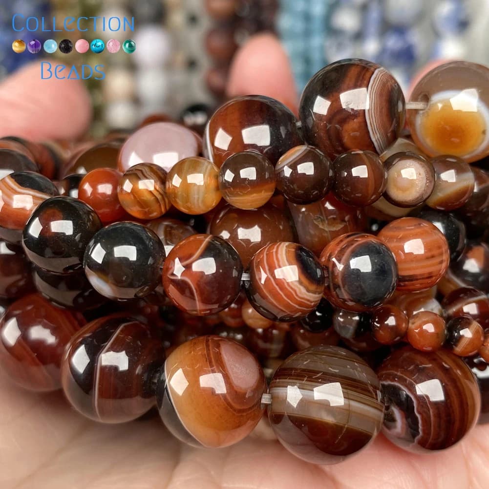 Perles rondes en vrac en pierre d'agates rouges de rêve naturel pour la fabrication de bijoux 4/6/8/10/12 MM, Bracelets et accessoires de bricolage en gros 15 pouces