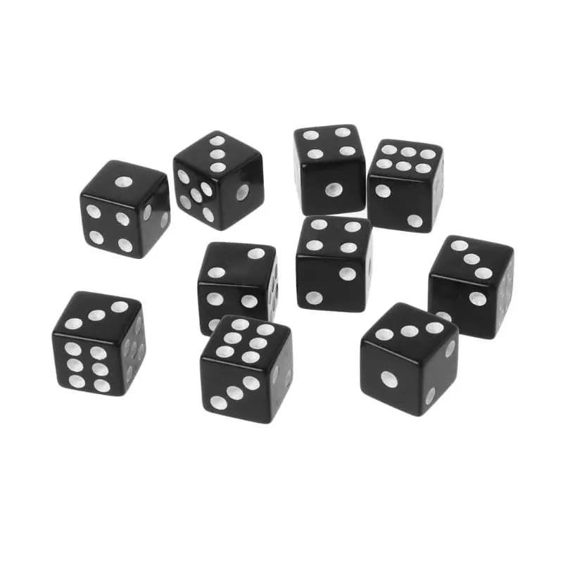 10 dés en acrylique, 16mm, noir/blanc, 6 faces, pour Poker, jeu de Bar, 77HD