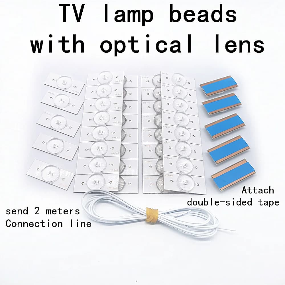 Bande lumineuse LED rétro-éclairage, perles de lampe SMD 3V/6V avec filtre à lentille optique pour réparation de télévision LED 32-65 pouces, flambant neuf