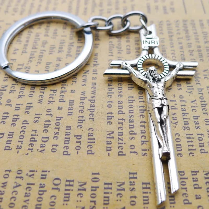 Clé de croix de Jésus pour hommes et femmes, porte-clés de voiture, breloque de sac, accessoire de bijoux, religion JOChristian, cadeau de mode, 2020