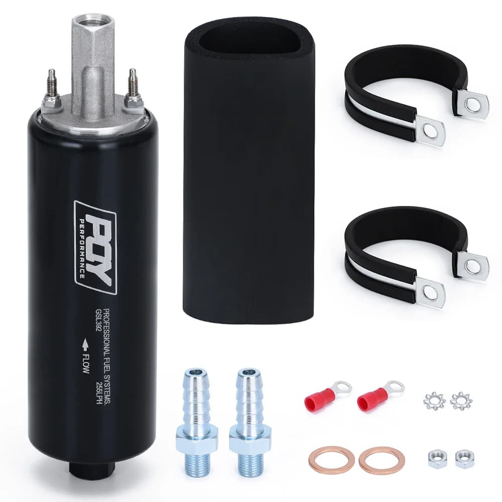PQY-Pompe universelle à haut débit et à carburant noire GSL392 Pression externe en ligne 255LPH avec/sans logo PQY PQY-FPB005