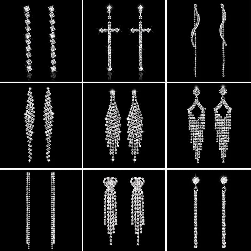Lanka-Boucles d'oreilles pendantes en cristal biscuits pour femmes, boucle d'oreille pompon long, document argenté AZY, patients recrutés, bijoux de fête de mariage