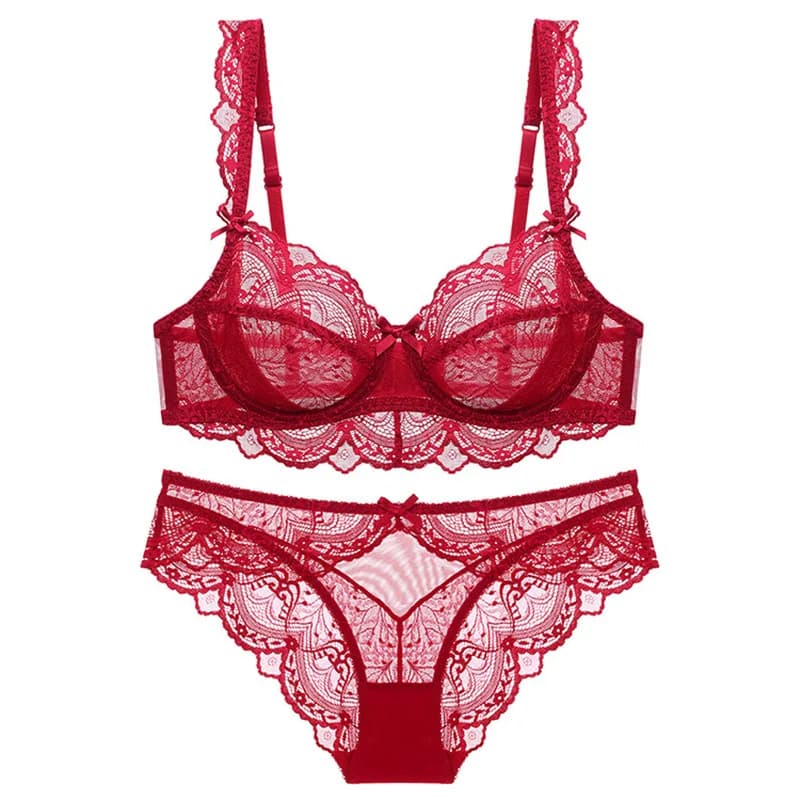 Ensemble de soutien-gorge bonnet ABCDE, nouveau Style, Ultra-fin, fleur transparente, haute qualité, sous-vêtements Push Up, costume, grande taille, Lingerie, 2021