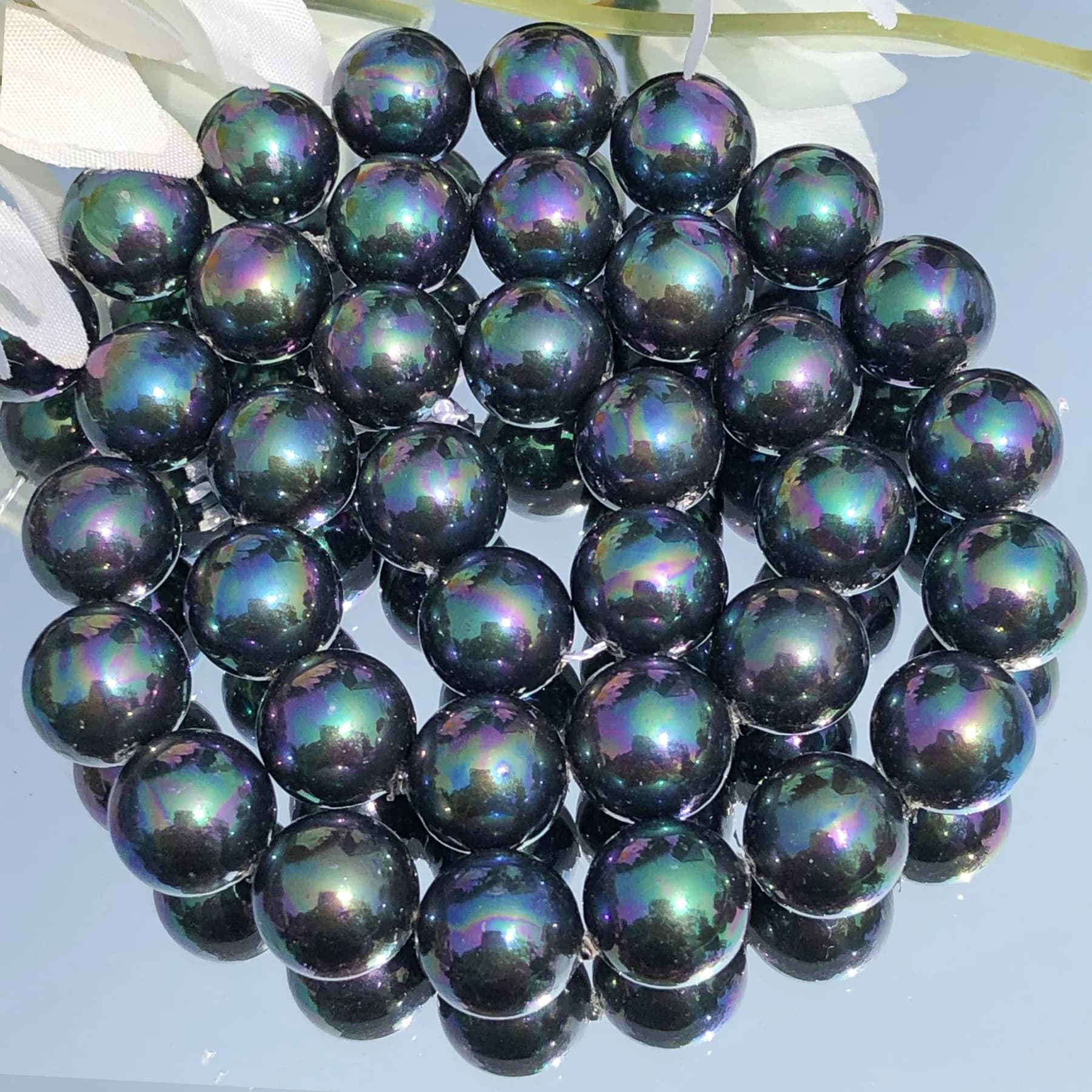 Perles de coquillage naturel de haute qualité, Imitation arc-en-ciel noir, perles d'espacement amples pour la fabrication de bijoux, bricolage de bracelets et de colliers pour femmes
