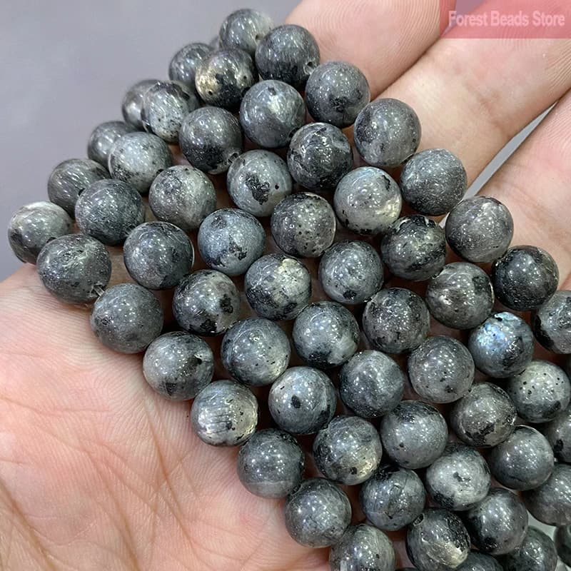 Perles Rondes en Pierre Naturelle, Labrumen Noir, 4/6/8/10/12mm, pour Bricolage, Bracelet, Collier, Breloque, 15 Pouces