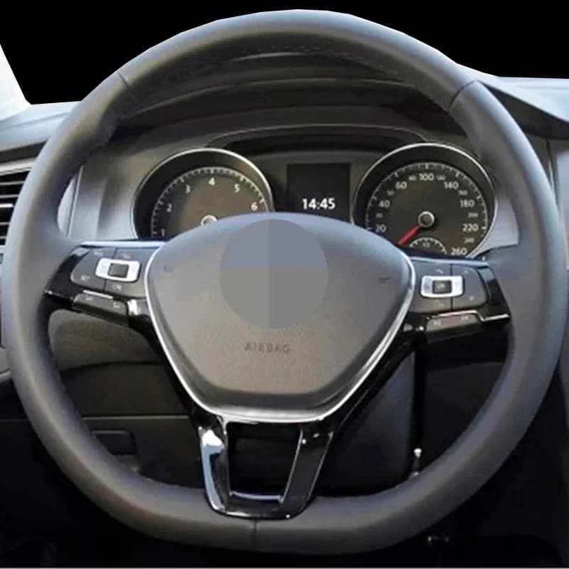 Housse de volant de voiture en Faux cuir noir, confortable et portable, pour Volkswagen VW Mk7, nouveau Polo, Jetta, Passat B8, Tiguan, bricolage