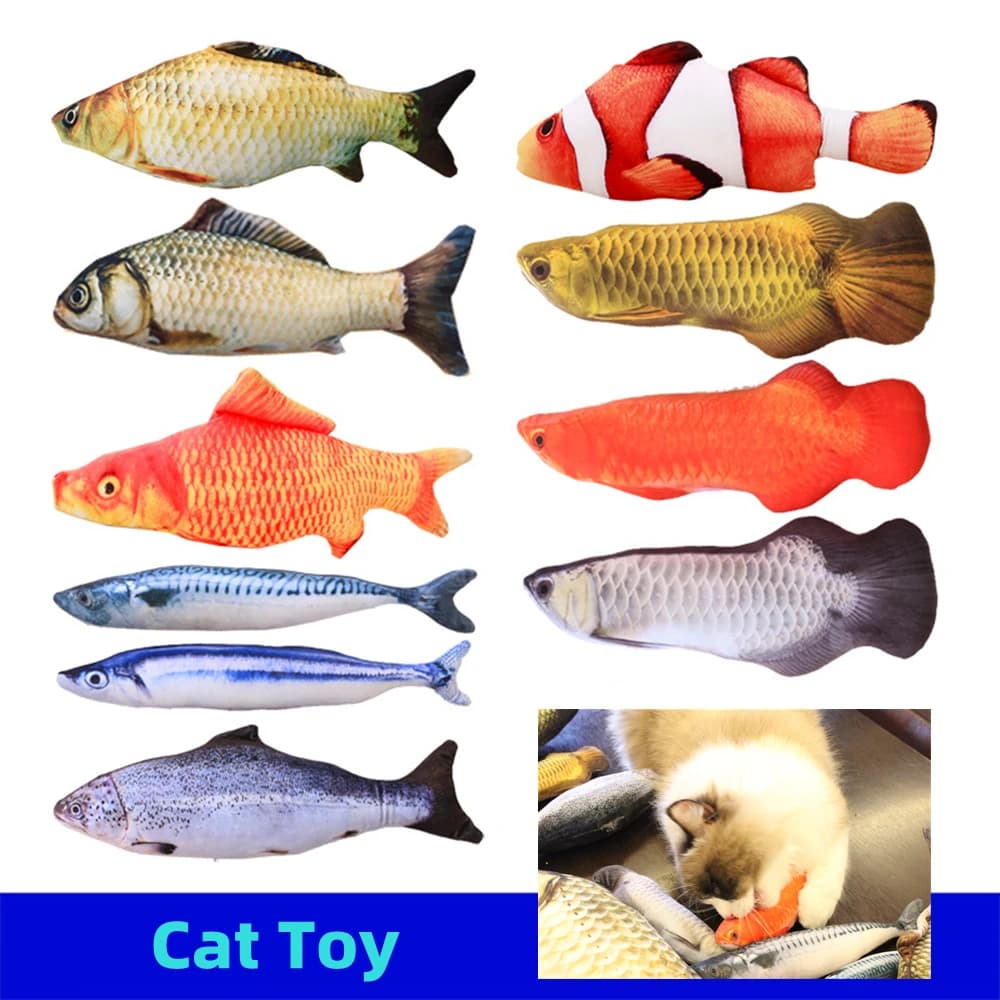 Nouveaux animaux de compagnie en peluche Simulation poisson forme chat jouet cadeaux interactifs poisson herbe-aux-chats jouet oreiller en peluche poupée 3D poisson jouant jouets pour animal de