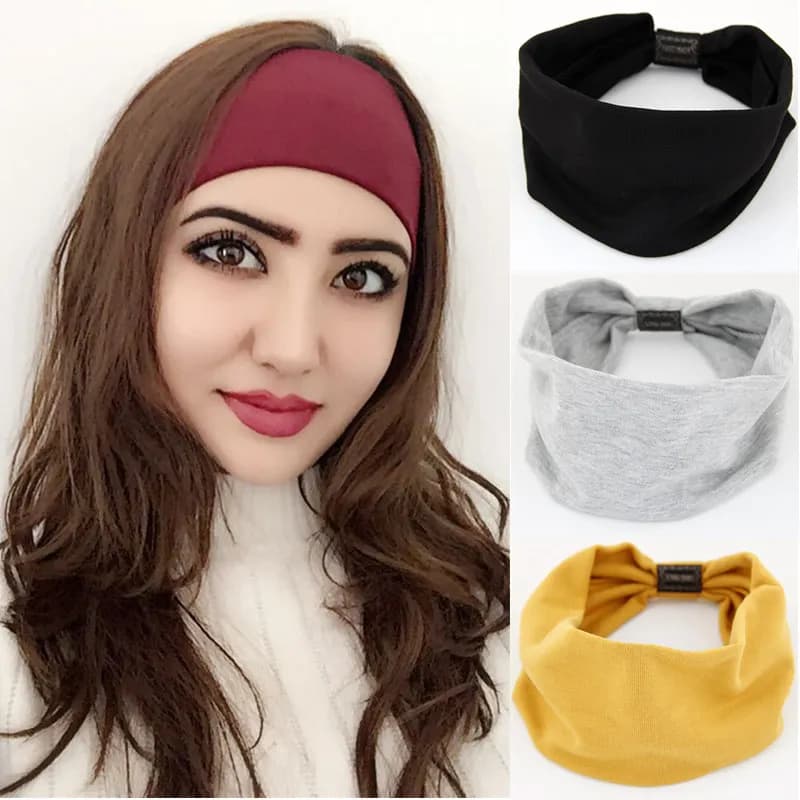 Coton large extensible bandeaux Sport Yoga gymnastique bandeau pour femmes bandeau bandeaux élastique tête enveloppement basket-ball bande