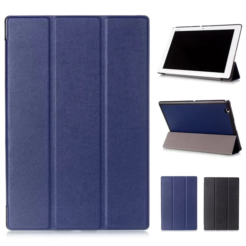 Pour Sony Xperia Z2 étui pour tablette Tri-Fold housse de support en cuir PU pour Sony Xperia Z2 Z3 étui tablette Coque Funda noir/bleu