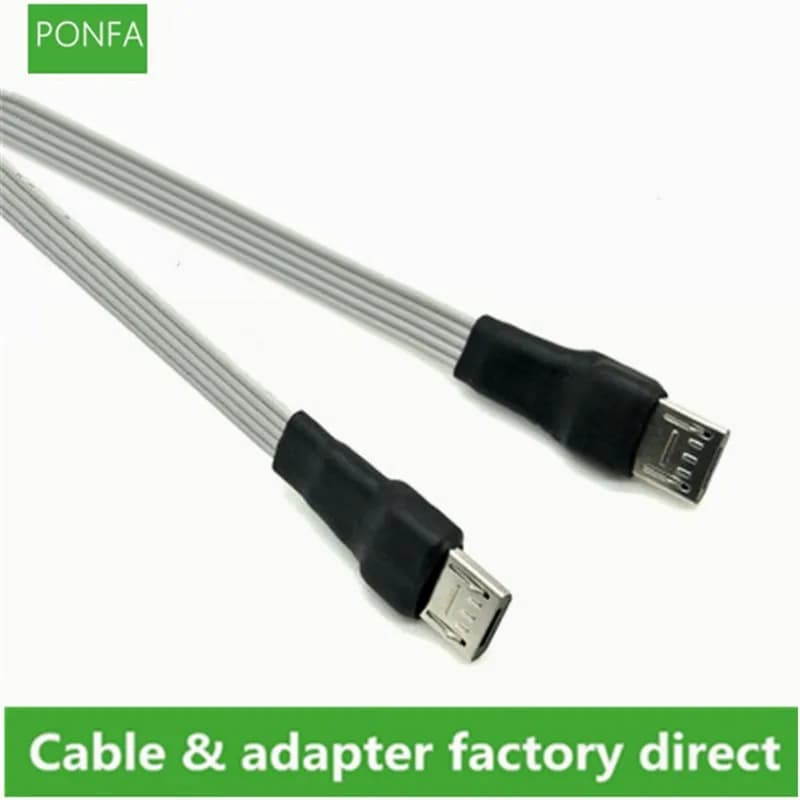 Câble plat Micro USB 2.0, connecteur mâle vers Micro USB 2.0, rallonge mâle et femelle, 5 broches, 0.1m, 0.2m, 0.3m, 0.5m, 1m, 2m
