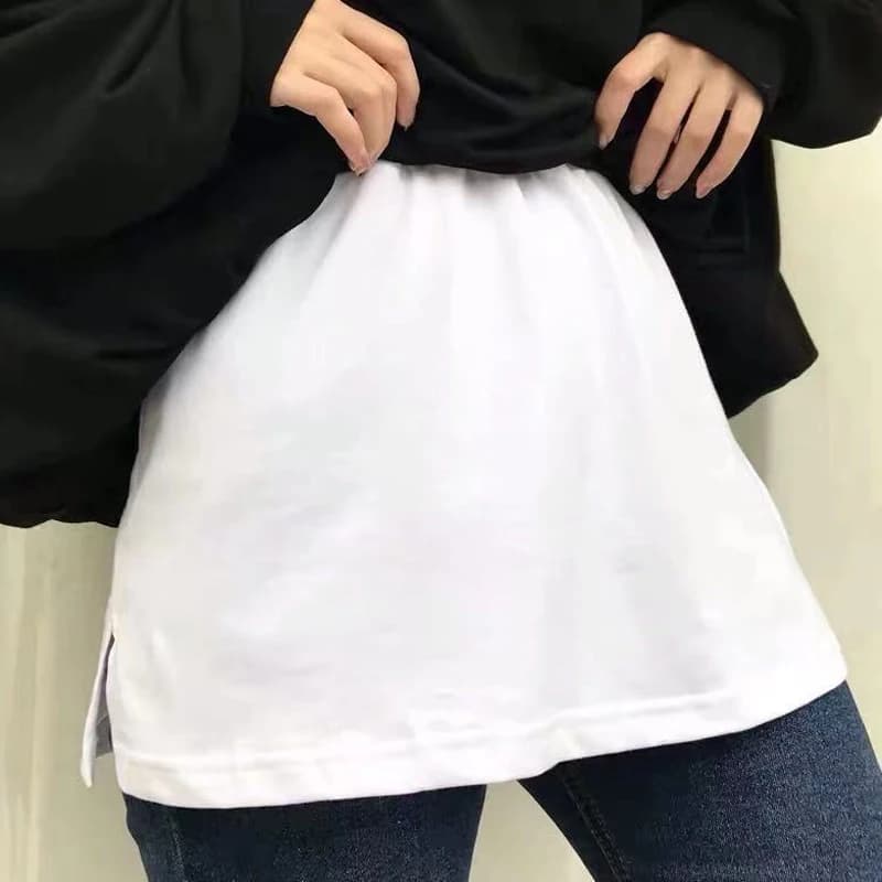 Chemise en coton blanc et noir pour femme, jupe irrégulière, faux chemisier, ourlet de queue, sous-jupe trapèze détachable, DIY