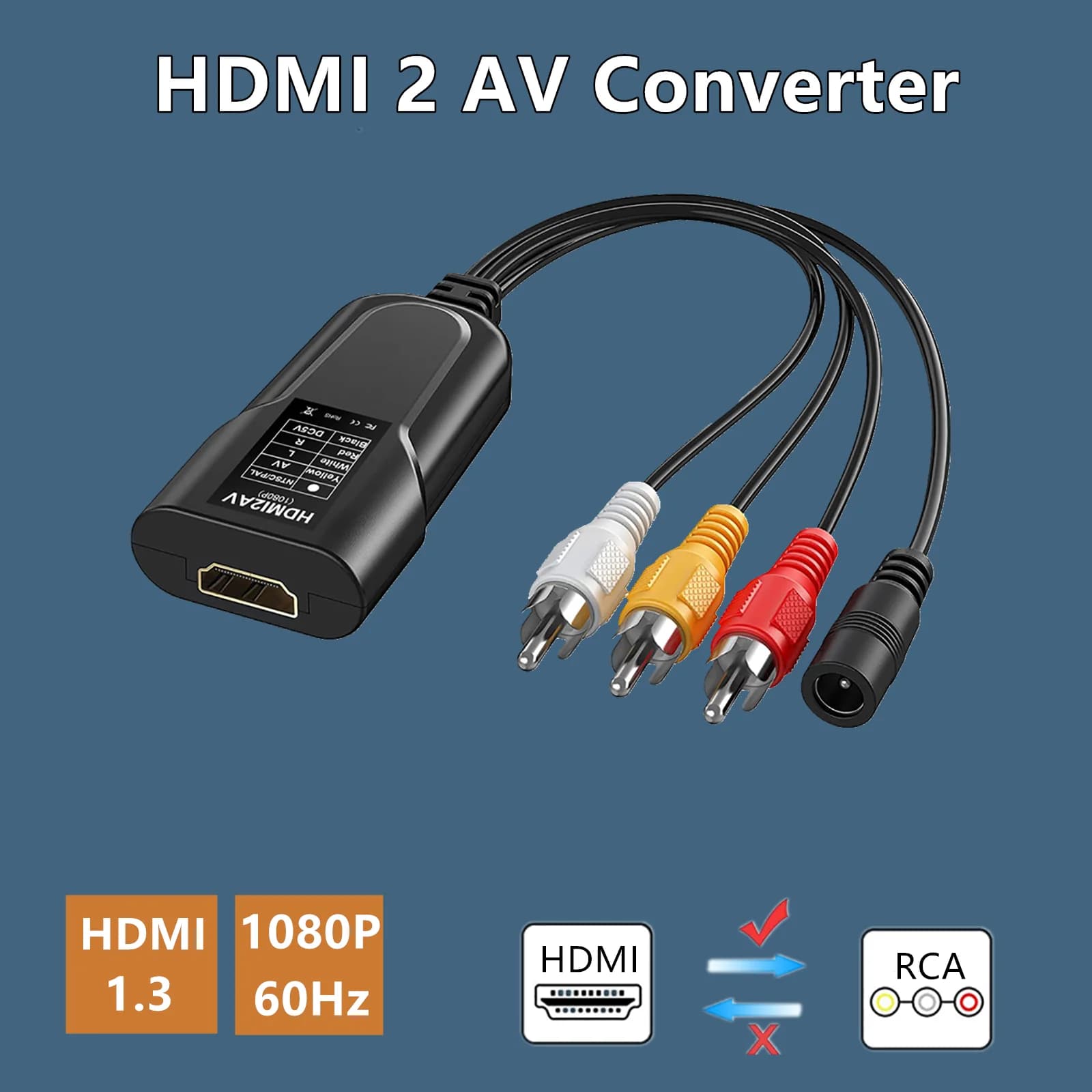 Adaptateur convertisseur Audio et vidéo AV Composite HDMI vers RCA, compatible NTSC PAL, pour XBOX, PS3, PS4, TV, STB, VHS, VCR, appareil photo, DVD