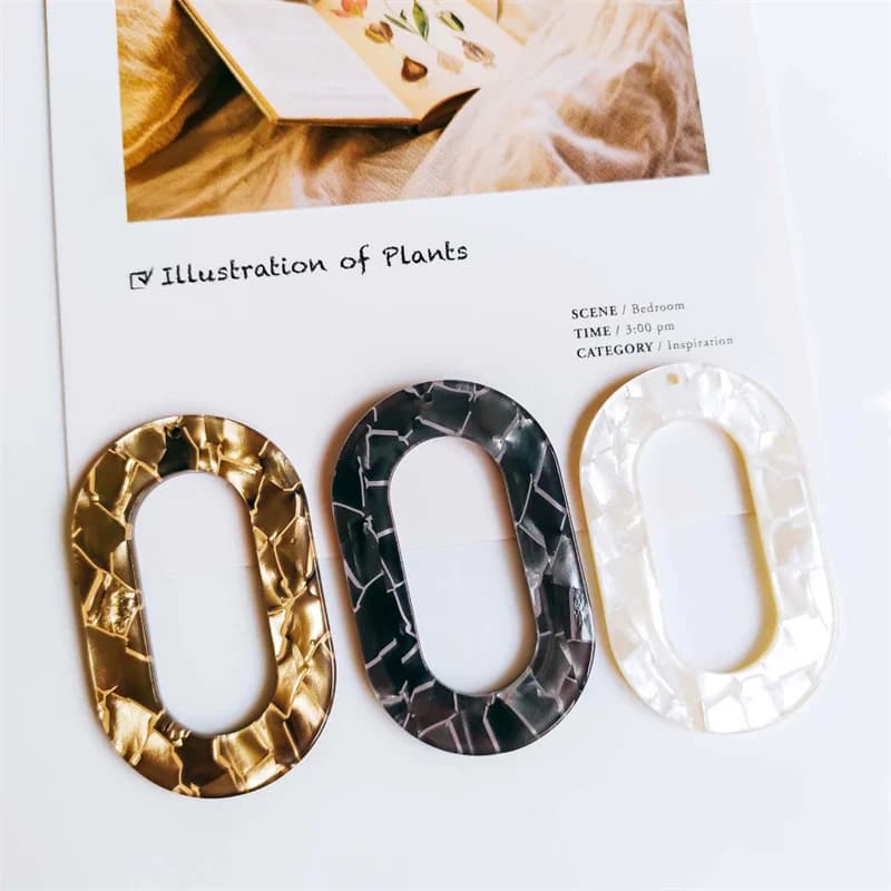Accessoires de pendentif ovale en acétate de marbre, 6 pièces, boucles d'oreilles faites à la main, connecteurs de fabrication de bijoux, résultats et composants de breloques