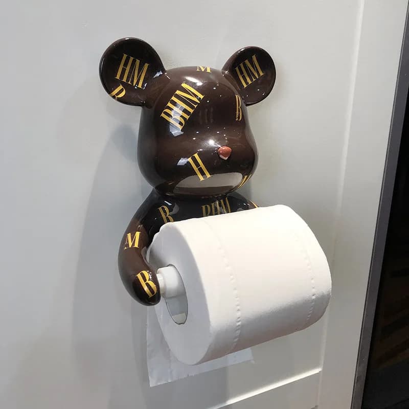 Porte-serviettes en rouleau d'ours violent de luxe, lumière créative, Tube de papier, cuisine, salle de bains, tenture murale, sans poinçon, multifonctionnel