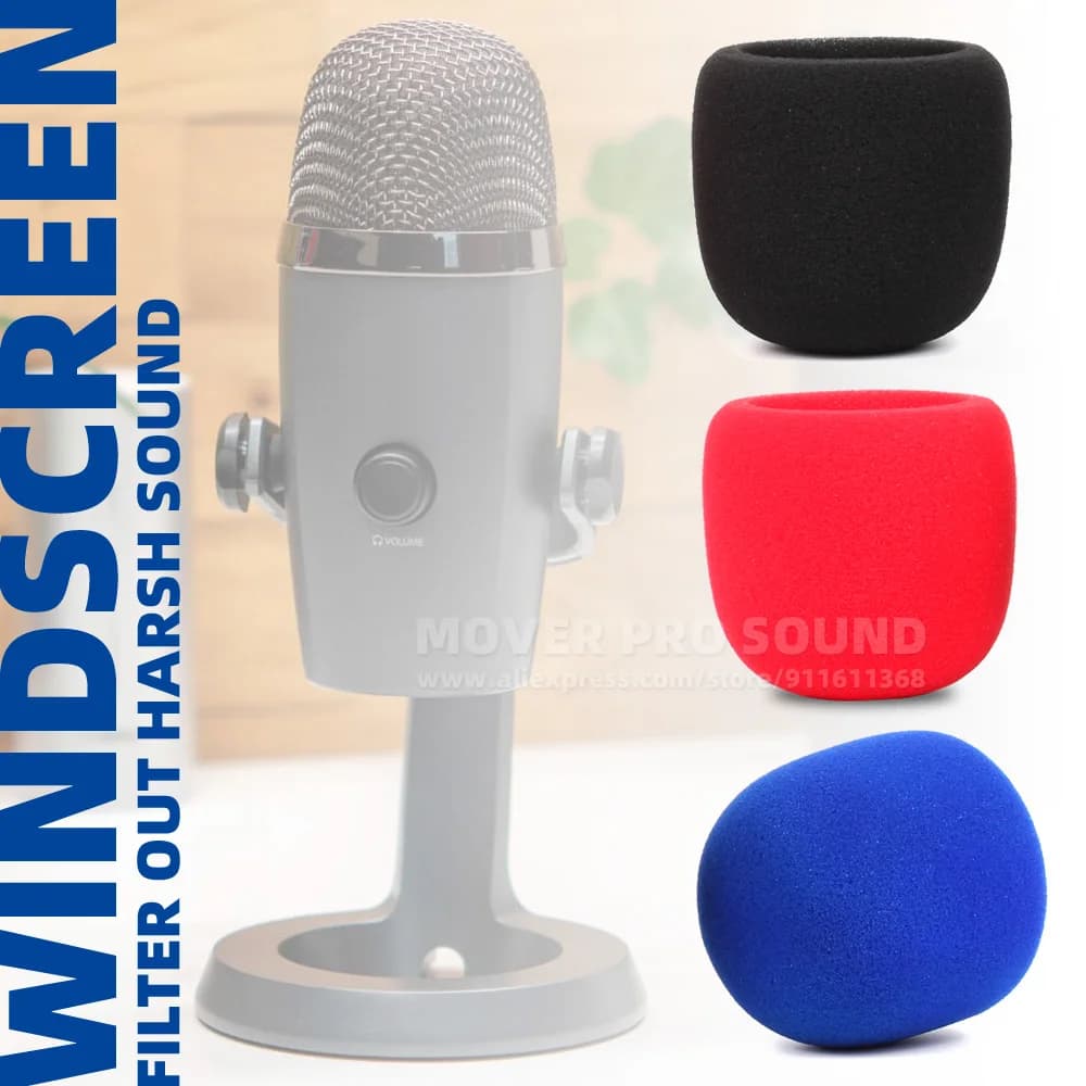 Pare-brise avec filtre anti-pop, écran en mousse coupe-vent pour Blue Yinous Characterial, USB, housse de protection pour microphone, éponge de protection pour micro