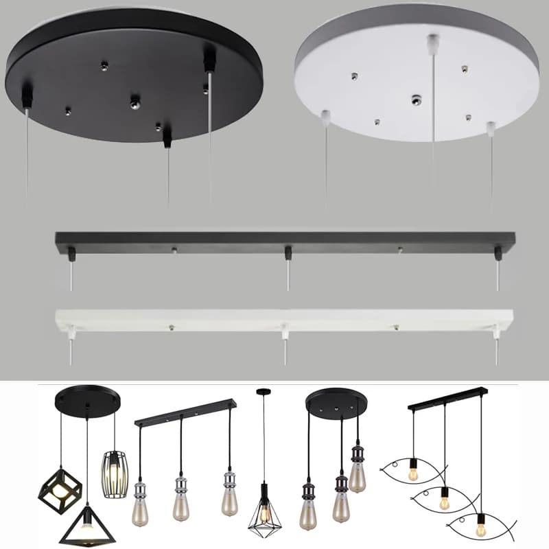 Plaque de plafond suspension plaque de Base accessoire d'éclairage bricolage Multi tailles noir blanc rond Rectangle auvent plaque lampes châssis