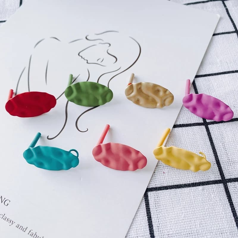 Boucles d'oreilles ovales irrégulières en fer pulvérisé, accessoires de base pour bricolage de bijoux, vente en gros