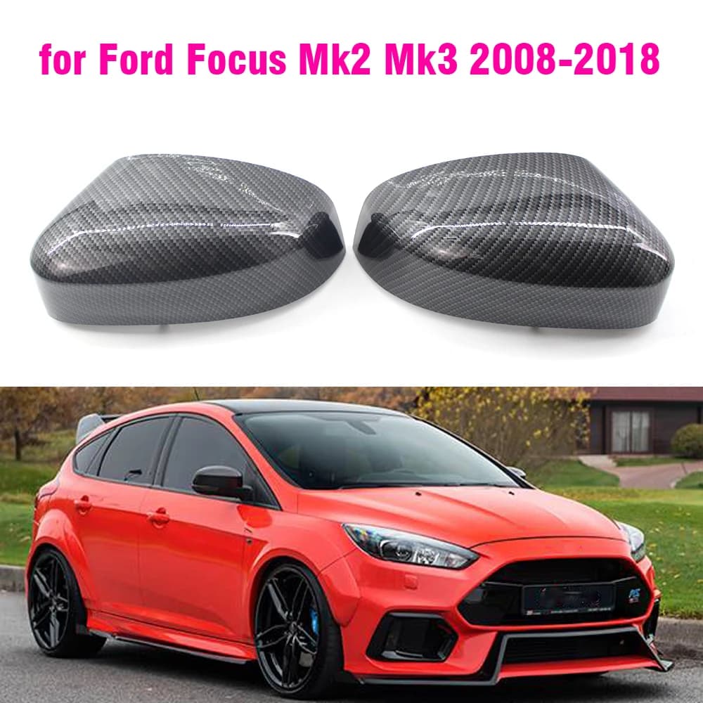 Coque de rétroviseur latéral en fibre de carbone noir brillant pour Ford Focus MK2 MK3 2008 2009 2010 2011 2012 2013 2014 2015 2016 2017 (UE)