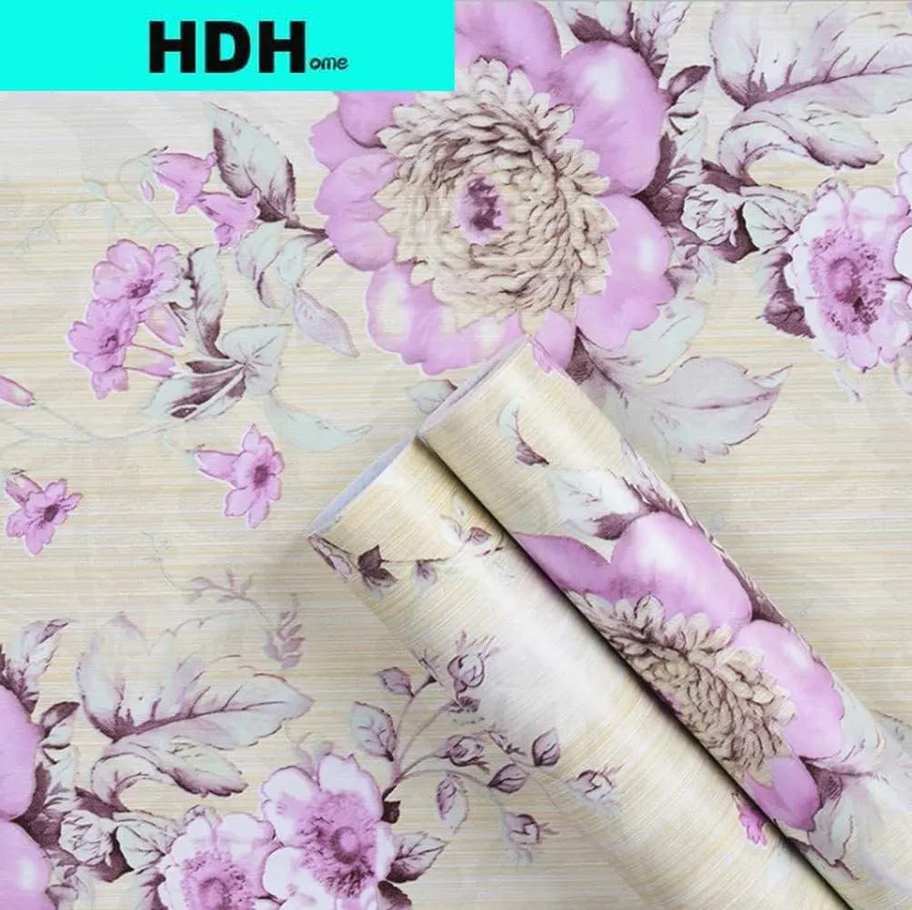 Papier peint auto-adhésif fleur violette floraison de Style rétro, papier peint Floral à décoller et à coller, papier de Contact pour armoire