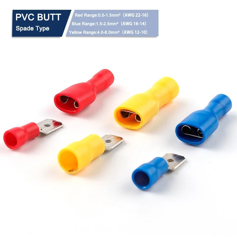 50 pièces FDD/MDD 6.3mm Terminal rouge bleu jaune femelle mâle pelle isolé électrique sertissage Terminal connecteurs câblage câble prise