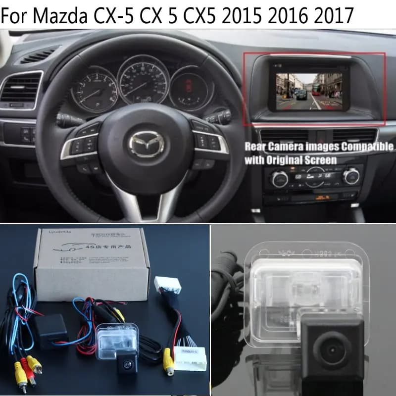 Pour Mazda CX-5 CX 5 CX5 KE 2015 2016 2017 RCA et écran d'origine Compatible avec la caméra de recul Caméra de recul HD CCD
