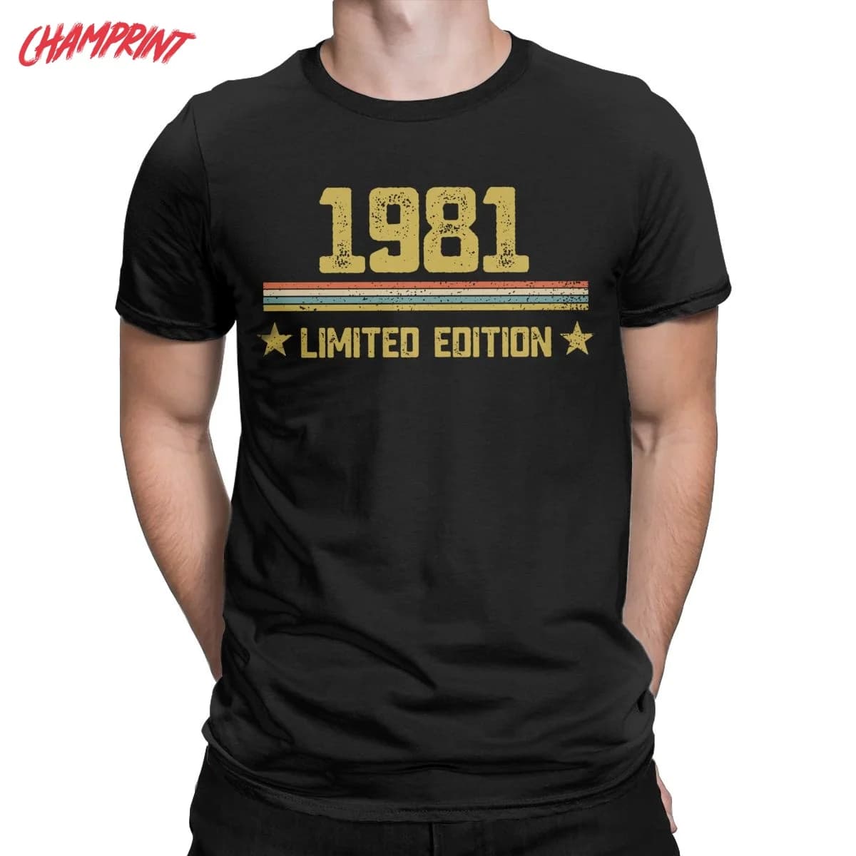 T-shirt pour homme, en coton, à manches courtes, idée de cadeau d'anniversaire, 40 ans, né en 1981