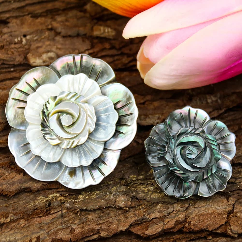 Pendentif en coquillage d'ormeau naturel, fleur 3D, breloques en nacre, coquillage pour bijoux de direction, boucle d'oreille bricolage, accessoires de collier, 1PC