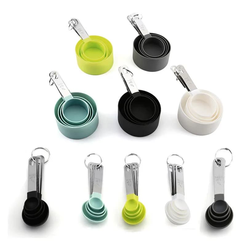 Ensemble de Cuillères à Mesurer et Tasses, Outils de Cuisine, Poignée en Acier, Cuillère à Café, Sucre, Cuillère à Gâteau, Gadgets de Cuisson, 4 Pièces