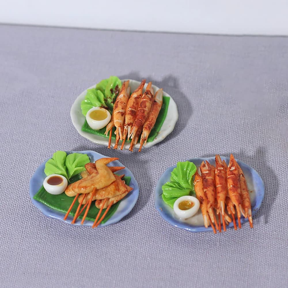 Accessoires miniatures pour maison de poupée, Mini assiette ovale pour Barbecue, Simulation de plateau alimentaire, modèle pour décoration de la maison, 1/12