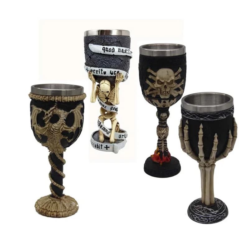 Gobelet à vin multi-crâne et colonne vertébrale en acier inoxydable, gobelet créatif, tasse 3D, tasse centralisée