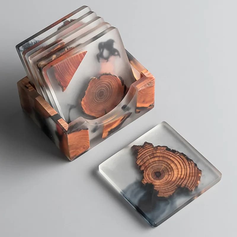 Moule en résine pour dessous de verre, bricolage artisanal, en Silicone époxy UV, rond et carré, Table de rangement, dessous de verre, miroir, tapis en cristal