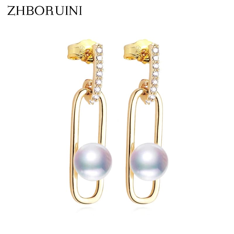 ZHBanktop UINI-Boucles d'Oreilles en Perles d'Eau Douce, Plaqué Or 14k, Style Rectangle, Accessoires de Boucles d'Oreilles, Bijoux pour Femme