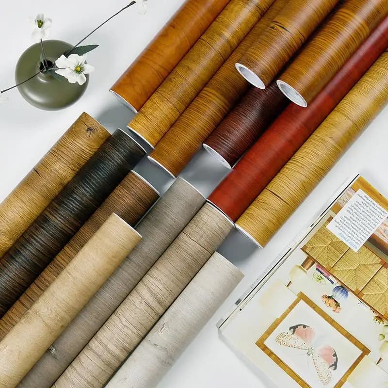 Papier peint imperméable en PVC à effet bois, autocollant mural DIY, films décoratifs pour la rénovation de placards de cuisine, chambres et armoires.