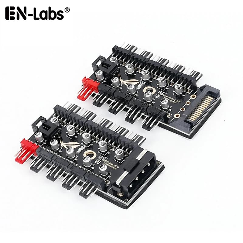 Répartiteur de moyeu de ventilateur PWM, 10 ports, 4 broches, adaptateur avec contrôleur de vitesse RPM, câble d'alimentation par IDE Molex, 4 broches ou SATA, 4 broches, 3 broches