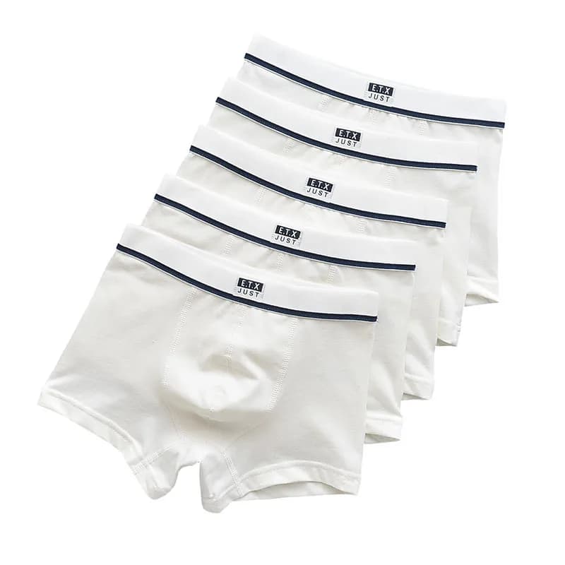 Lot de 5 Boxers courts pour garçons, sous-vêtements de couleur blanche Pure, culottes d'école pour adolescents, culottes respirantes pour enfants