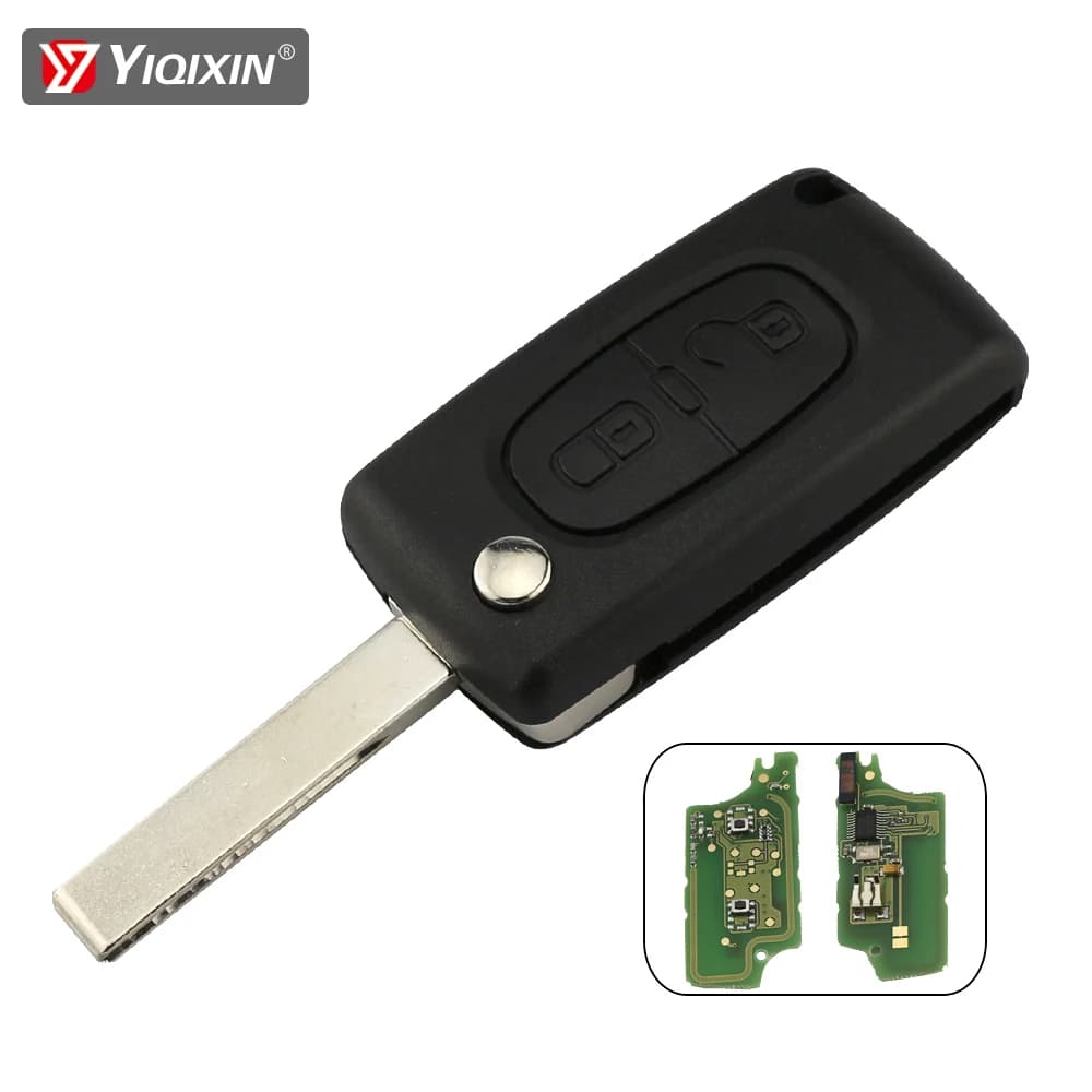 YIQfeast-Clé à distance de voiture à 2 boutons pour KIT, puce ID46, VA2, HU83Fob, PCF7941, PCF7961, CEO523, CEO536, 207, 307, 308, 407, 807, 433MHz