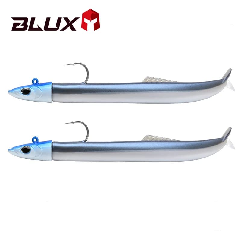 BLUX – leurre de pêche souple en forme d'anguille, appât artificiel de type poisson nageur, queue de gabarit, hameçon, méné, eau salée, bar, Swimbait, matériel de pêche, 14G/27G