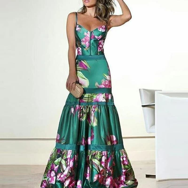 Robe de soirée élégante à imprimé Floral pour femmes, écharpe, Vintage, sans manches, Patchwork, ligne a, Sexy, vacances, été
