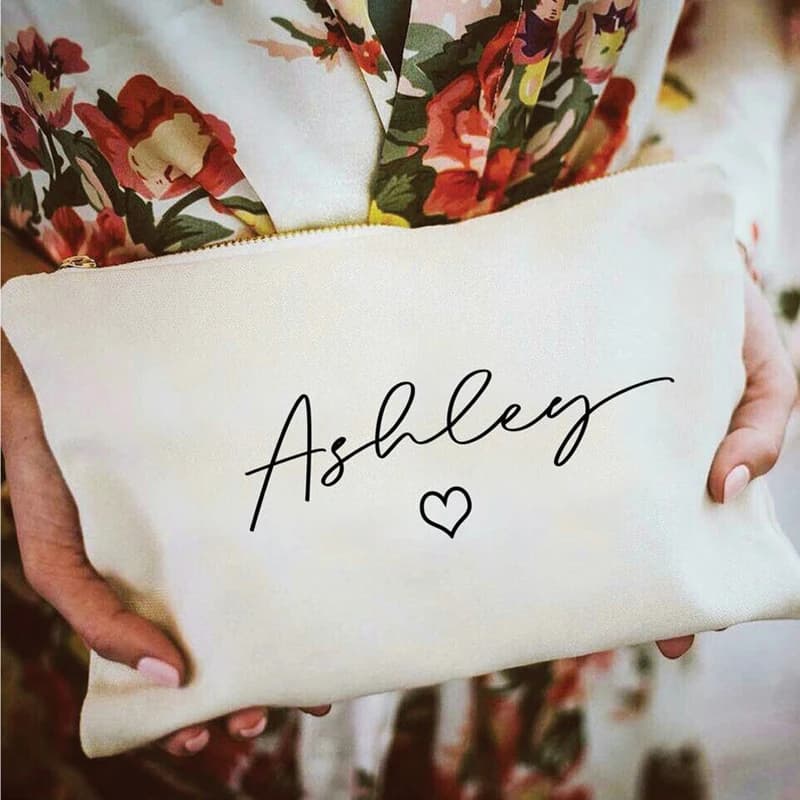 Trousse de maquillage personnalisée, cadeau de demoiselle d'honneur, cadeaux de fête d'enterrement de vie de jeune fille, proposition de réception nuptiale, sac à cosmétiques en toile, pochettes