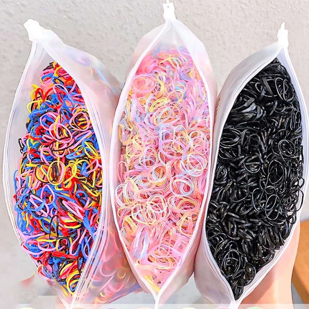 Bandes élastiques colorées en caoutchouc pour filles, petits chouchous en gomme pour queue de cheval, accessoires pour cheveux à la mode, 1000 pièces/paquet