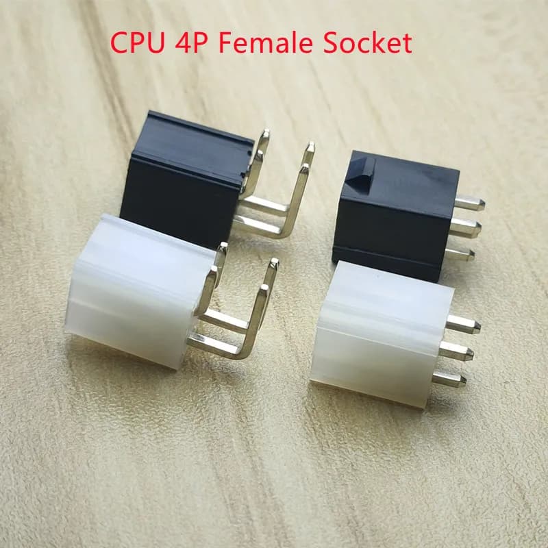 Connecteur d'alimentation pour ordinateur PC ATX CPU, 50 pièces/1LOT, 5557, 4.2mm, noir/blanc, 4P, 4 broches, prise femelle, aiguille droite/courbée