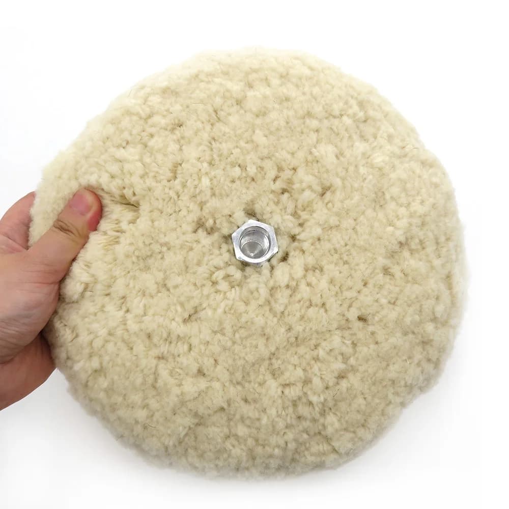 Tampon de polissage de voiture de 8 pouces, tampons de polissage en laine Double face épais avec adaptateur de boulon d'extension de filetage 5/8 "-11 pour le polissage et la coupe