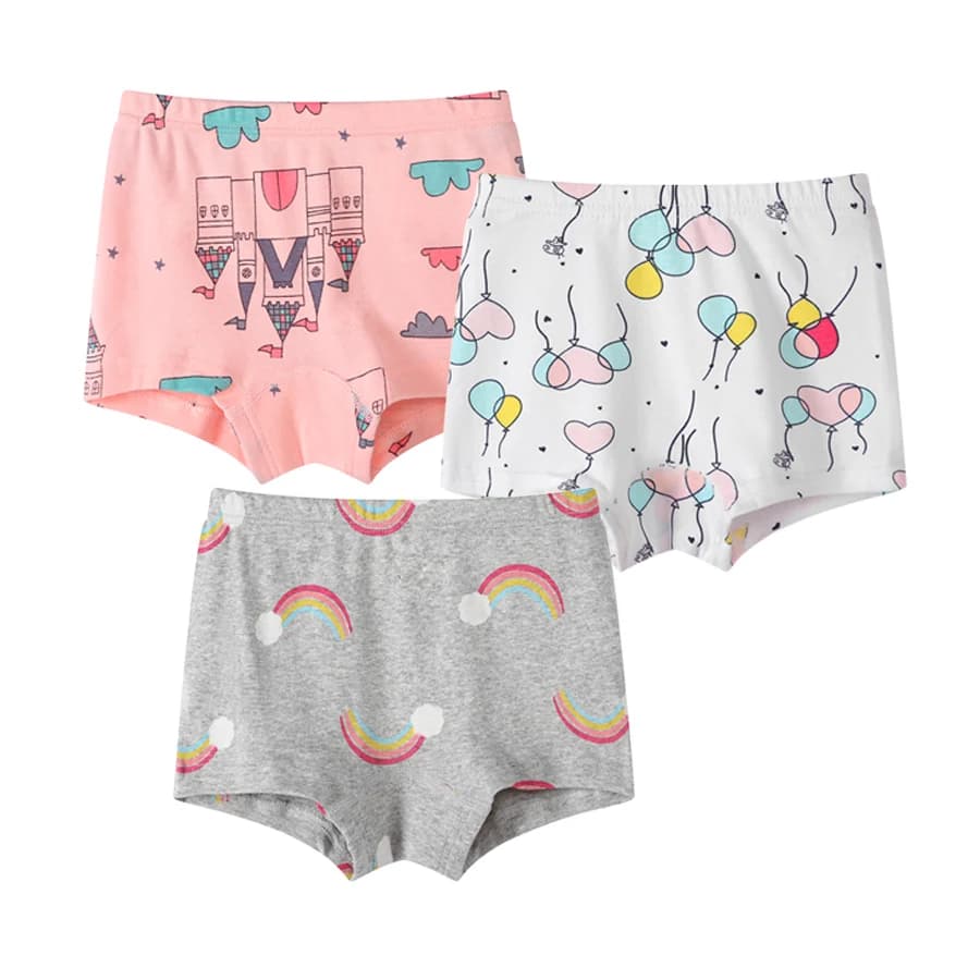SheeCute-Sous-Vêtements pour Bébé Fille, Boxer Confortable et Doux à la Taille, Culotte en Coton, Lot de 3 Pièces