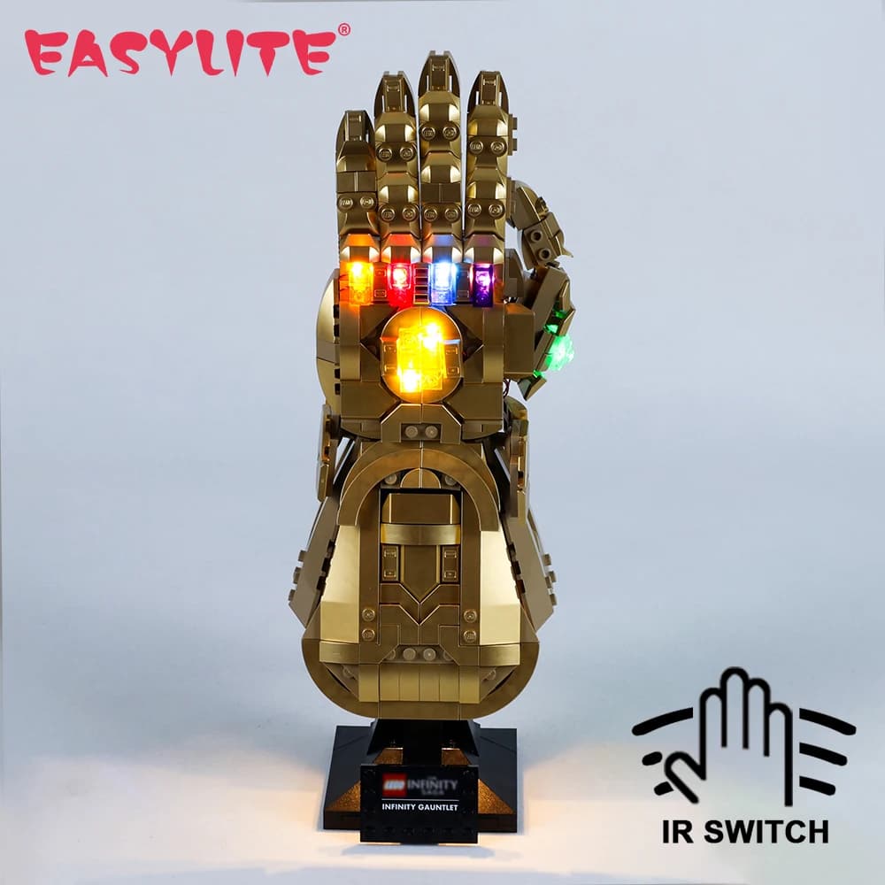 EASYLITE-Ensemble de blocs de construction avec lumière LED, modèle de briques à collectionner, jouets de bricolage, kit d'éclairage uniquement, gants Extron Gauntlet, 76191